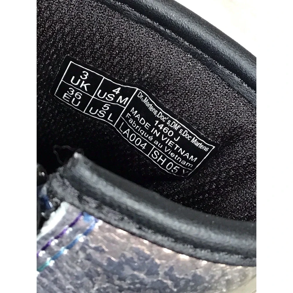 Dr Martens Iridescent Boots 1460 J Juniors Youth Size 4 Ankle Boot Purple Green